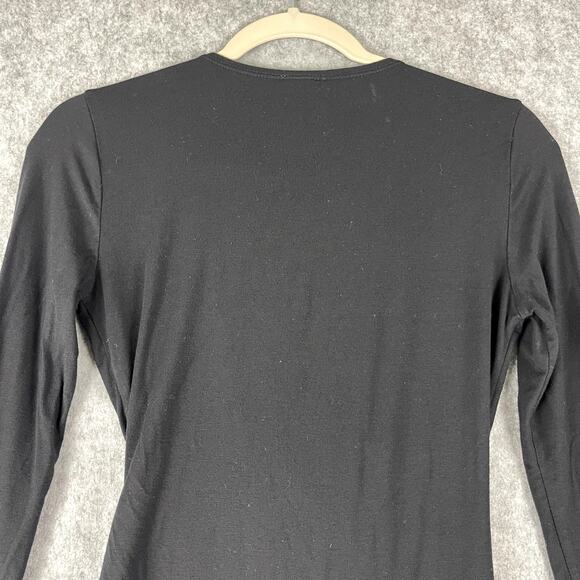 J Crew Bodysuit Womens XS Black Surplice Wrap Long Sleeve Modal Blend Stretchy - Picture 9 of 13